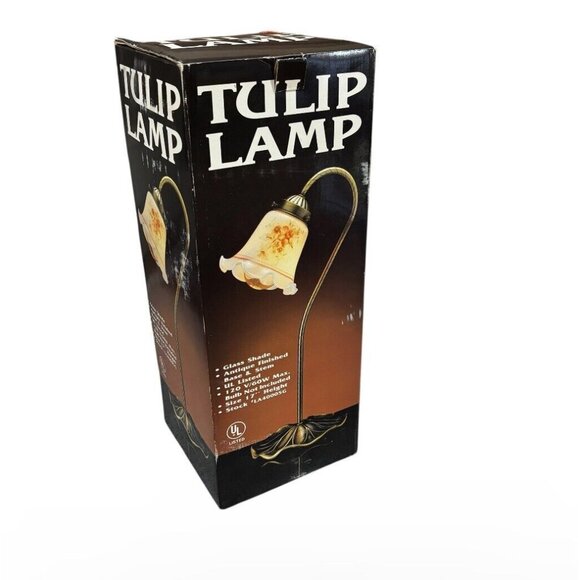 Vintage New In Box Brass Tulip Lamp Gooseneck Retro Floral 80s Rare To Find New! - Picture 1 of 6